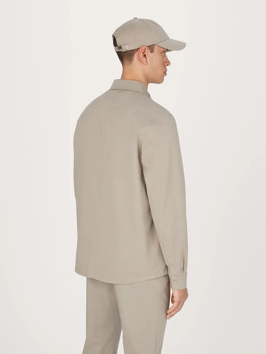 The 24 Overshirt || Dark Beige | Stretch Cotton