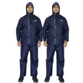 THE CLOWNFISH Combo Of 2 Rain Coats for Men Waterproof for Bike Reversible Double Layer with Hood Raincoat for Men. Set of Top and Bottom Packed in a Storage Bag Opener Series (Blue, X-Large)