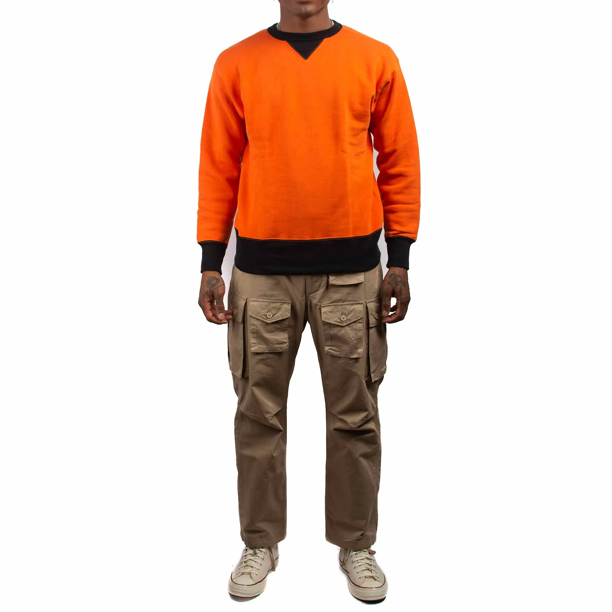 The Real McCoy's MC19112 Two-Tone Crewneck Sweatshirt Orange/Black