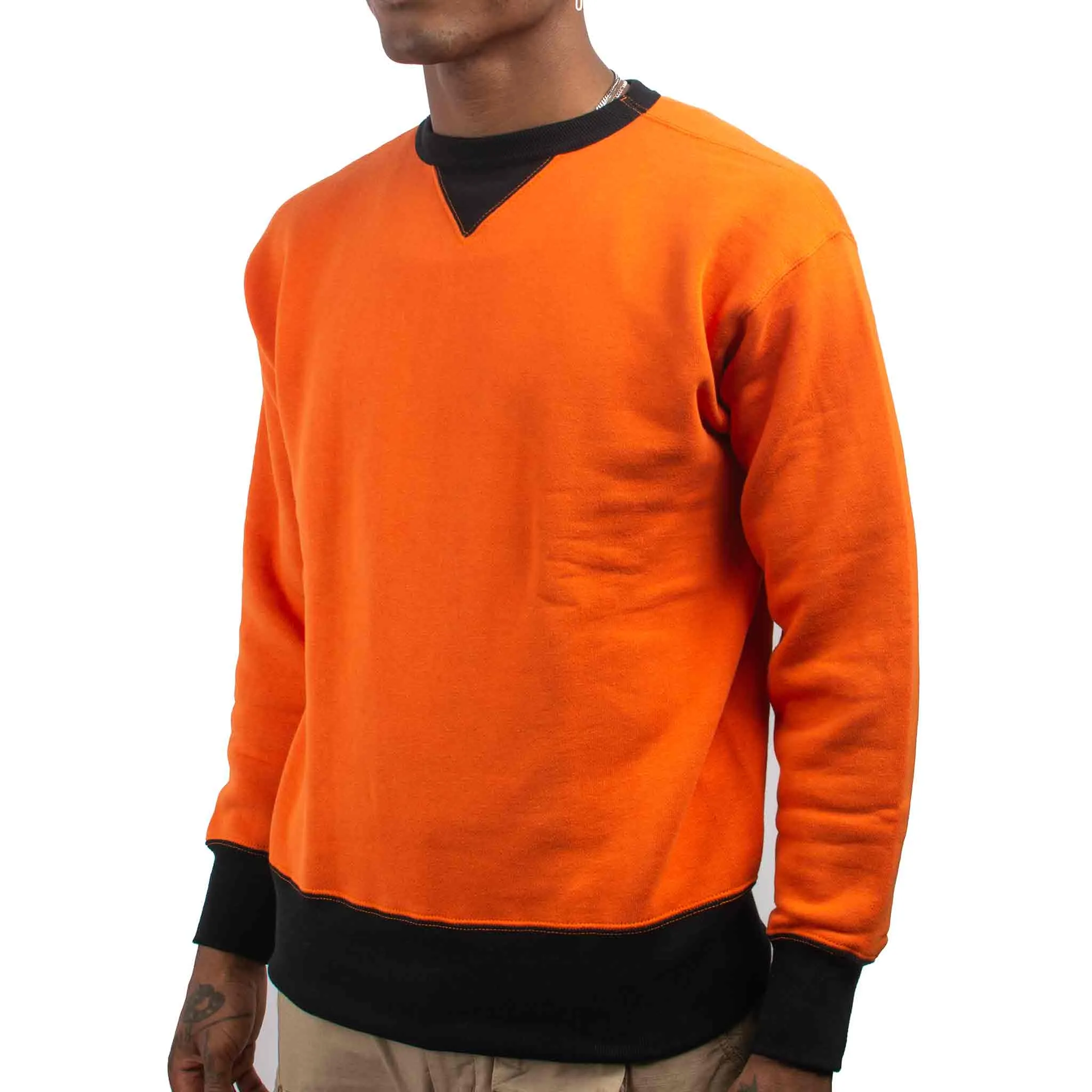 The Real McCoy's MC19112 Two-Tone Crewneck Sweatshirt Orange/Black