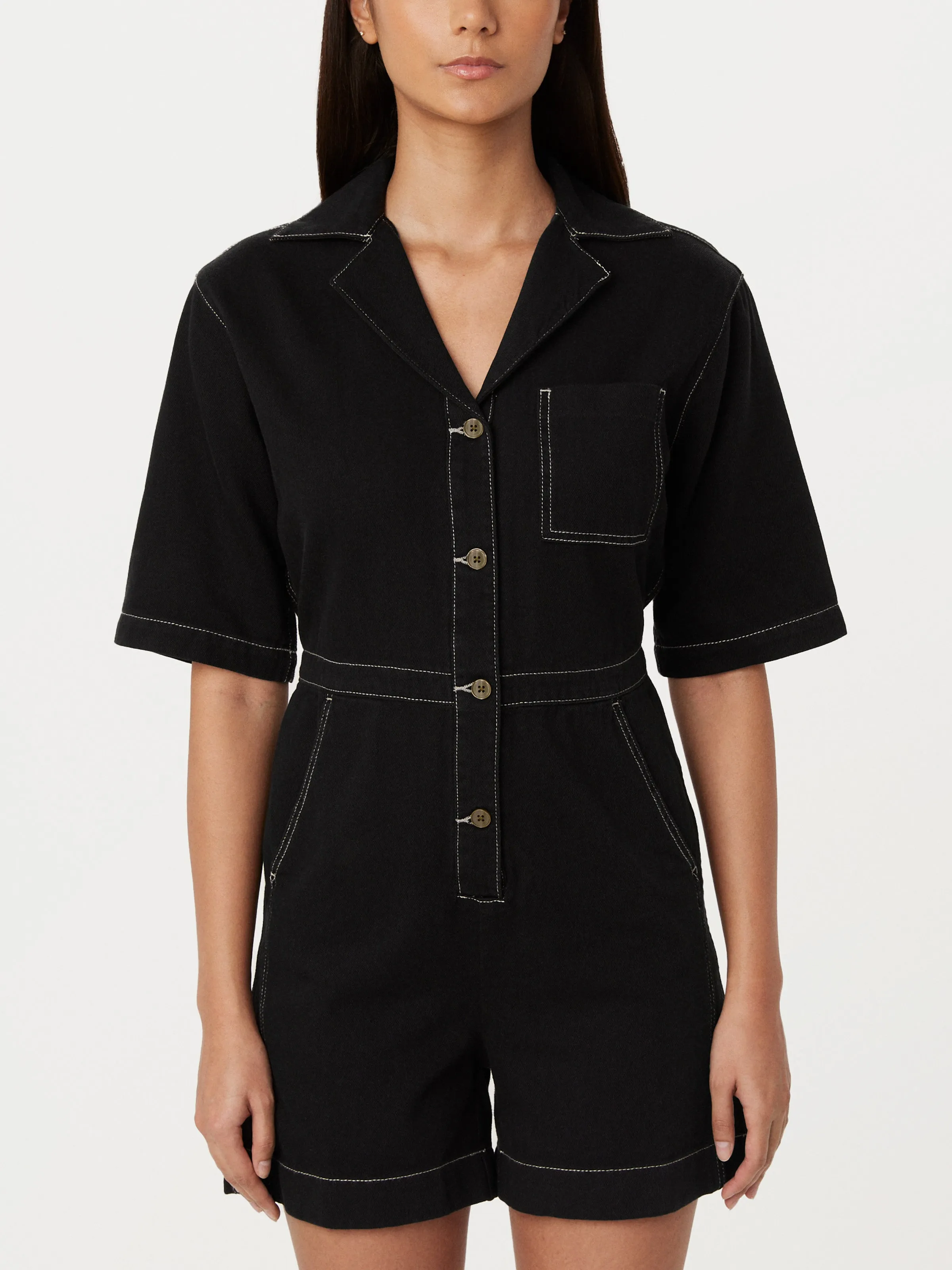 The Utility Romper in Black