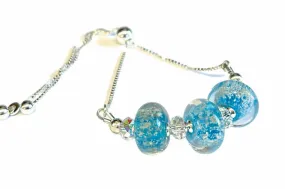 Three Glass Bead Bolo Bracelet with Cremains