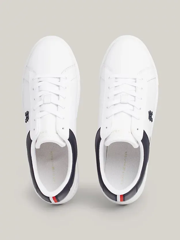 TOMMY HILFIGER Leather Platform Trainer White/Navy