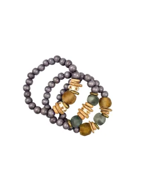 Trio Stack Bracelet Set in gray by Twine & Twig