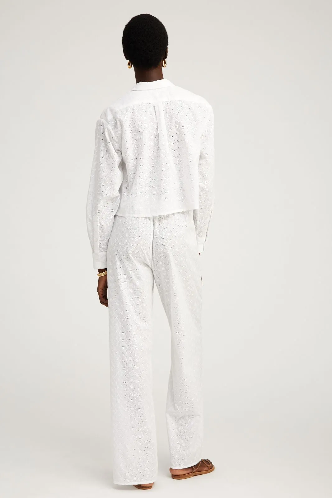 White Eyelet Easy Pants