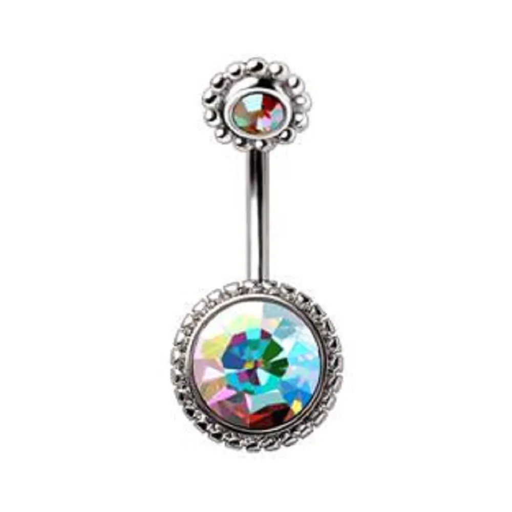 WILDKLASS 316L Stainless Steel Fancy Aurora Borealis Navel Ring