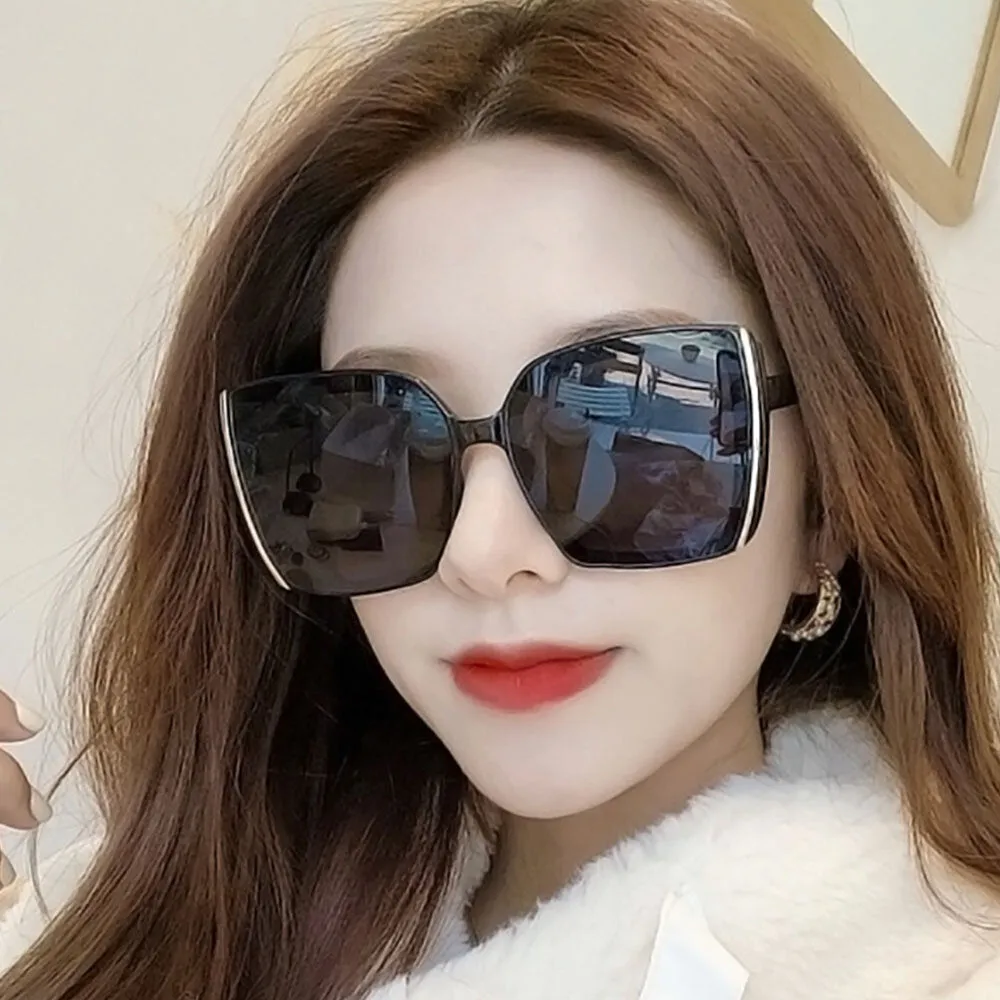 Women Plus Size Frame Fashion Trend Thin Face Square Shape UV Protection Sunglasses