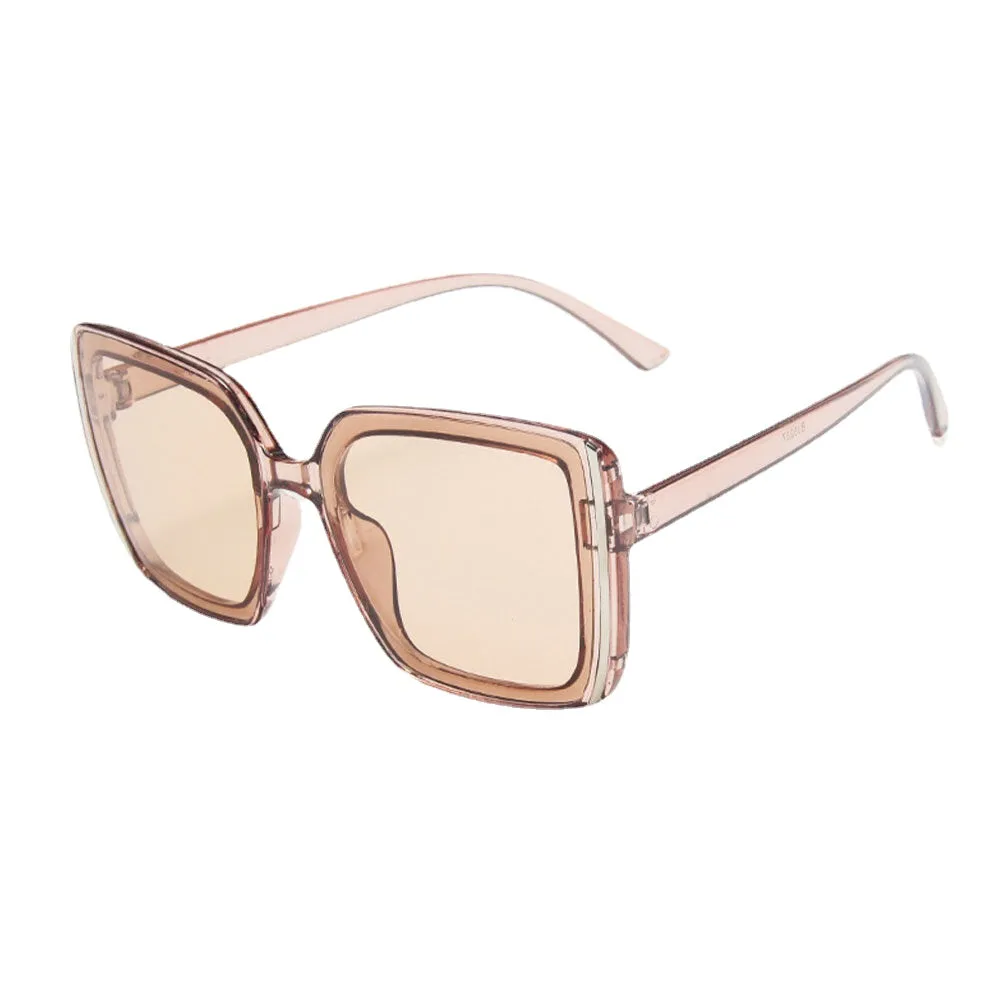 Women Plus Size Frame Fashion Trend Thin Face Square Shape UV Protection Sunglasses