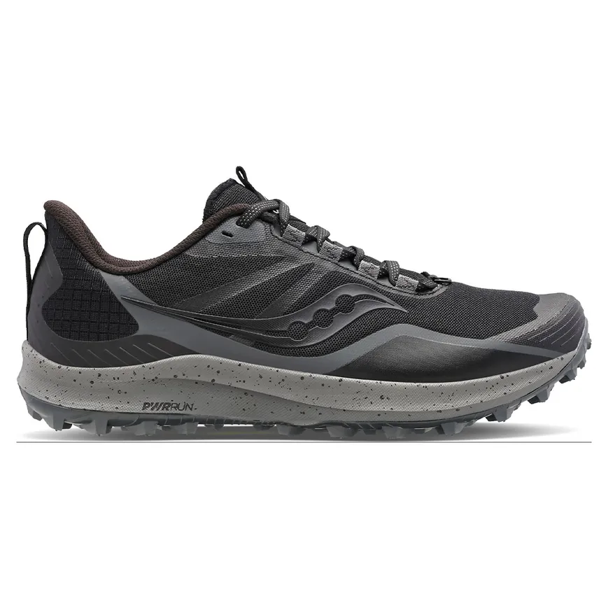 Women's Saucony Peregrine 12, Black/Charcoal, 10.5 D Wide