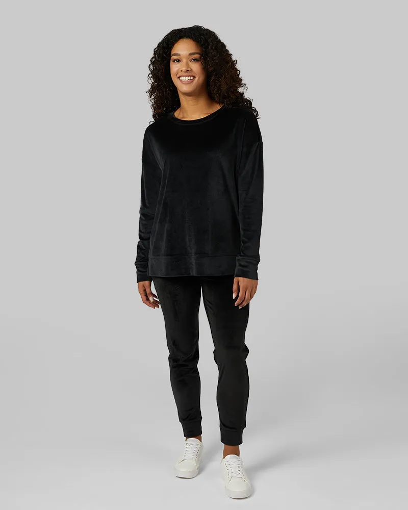 WOMEN'S SOFT VELOUR CREW TOP