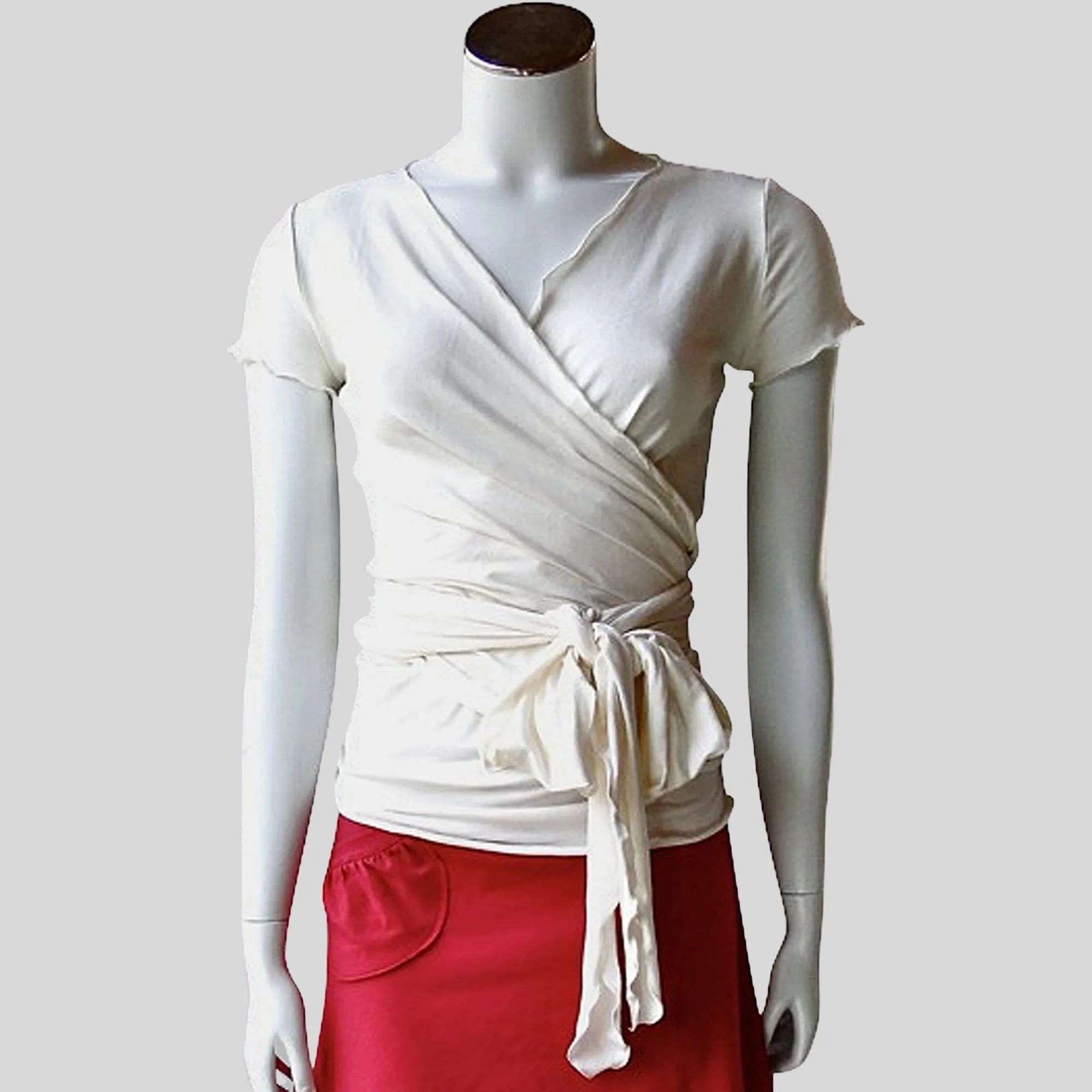 Women's wrap top with cap sleeves