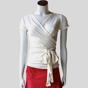 Women's wrap top with cap sleeves